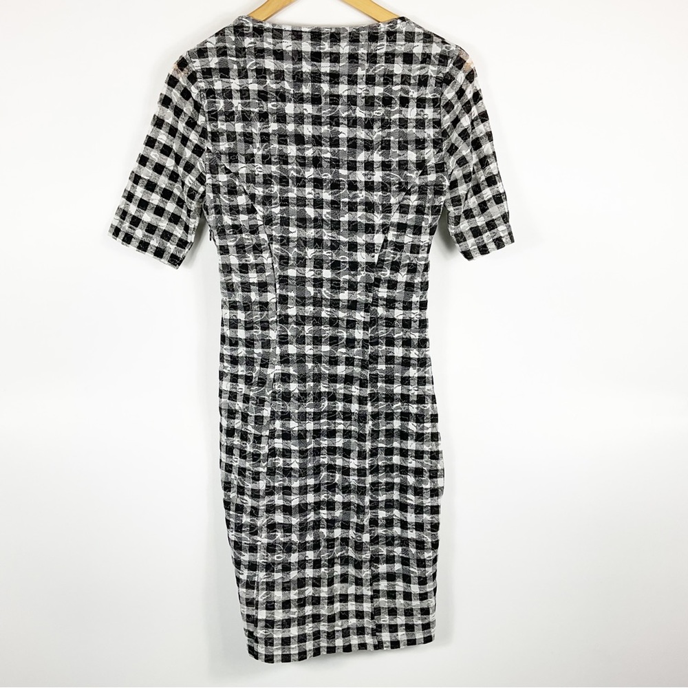 Anthropologie Maeve Elorn Gingham Plaid Sheath Dress Black White size 2 - Picture 3 of 5